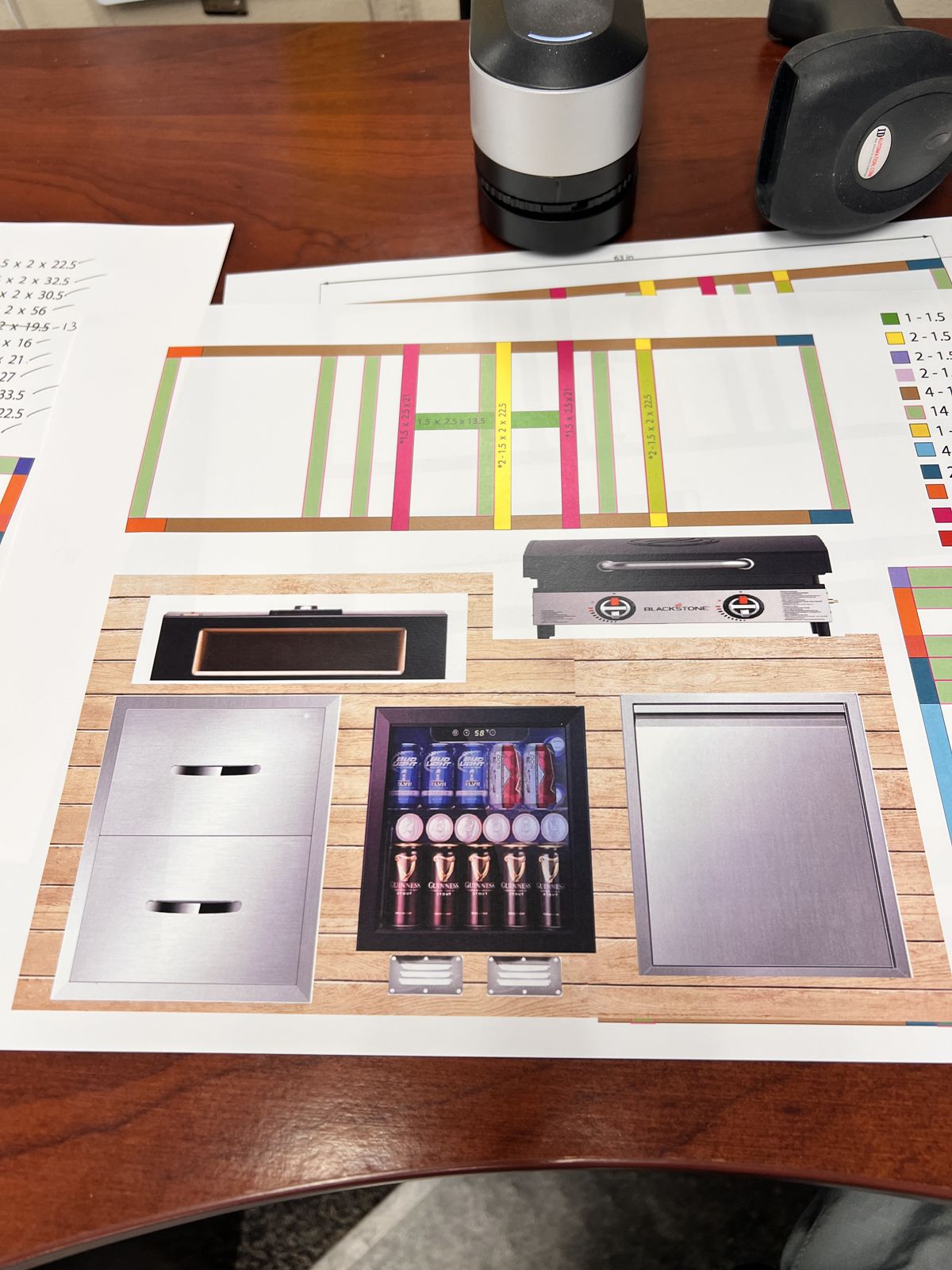 The design mockup and color-coded frame plan