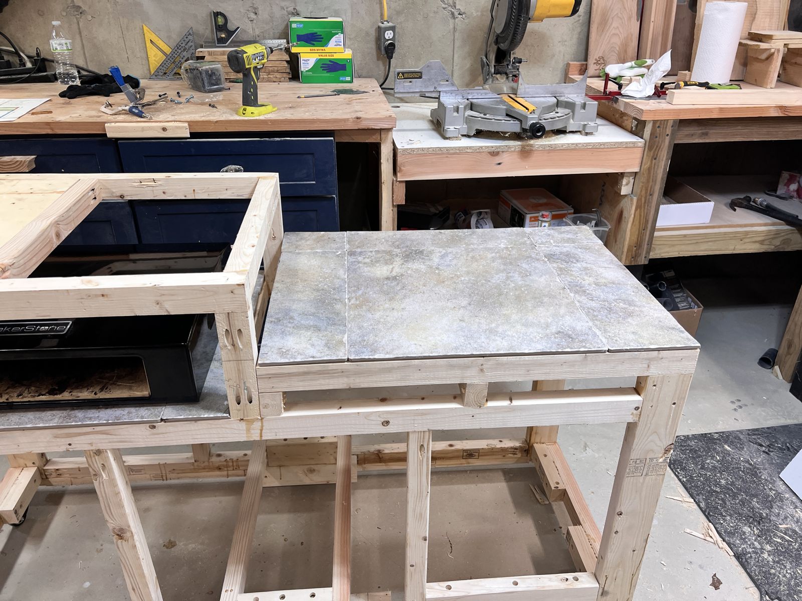 Oven bay and tiled side shelf taking shape